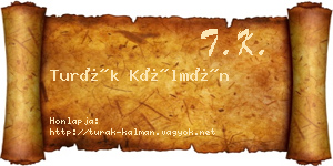 Turák Kálmán névjegykártya